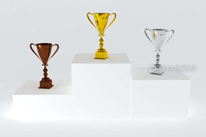 Podium with Trophies